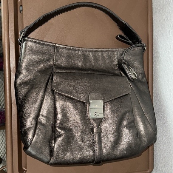 COLE HAAN  silver gray leather shoulder bag purse - Picture 4 of 12
